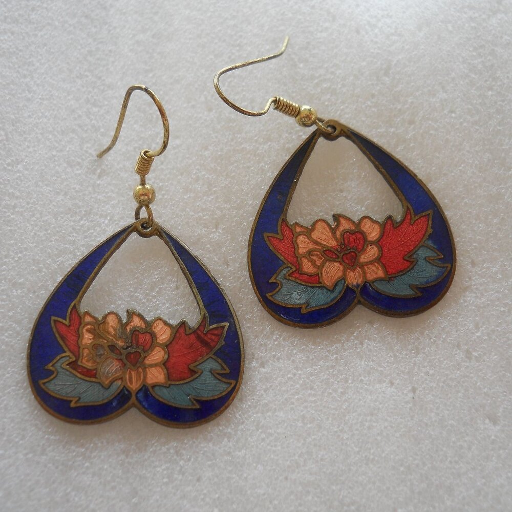 Cloisonné Flower Earrings  330